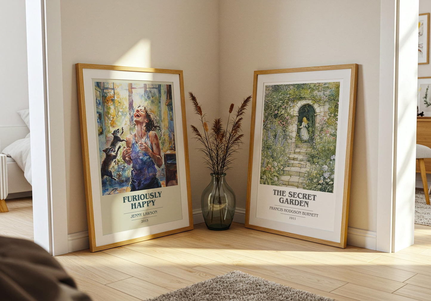 Furiously Happy book cover poster paired in gallery wall – literary art prints