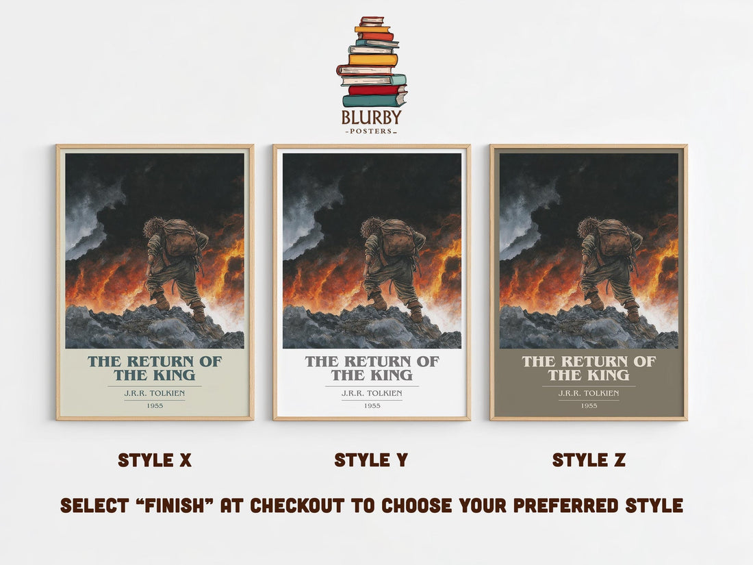 The Return Of The King book cover print in frame leaning in hallway – fantasy wall art (mockup)