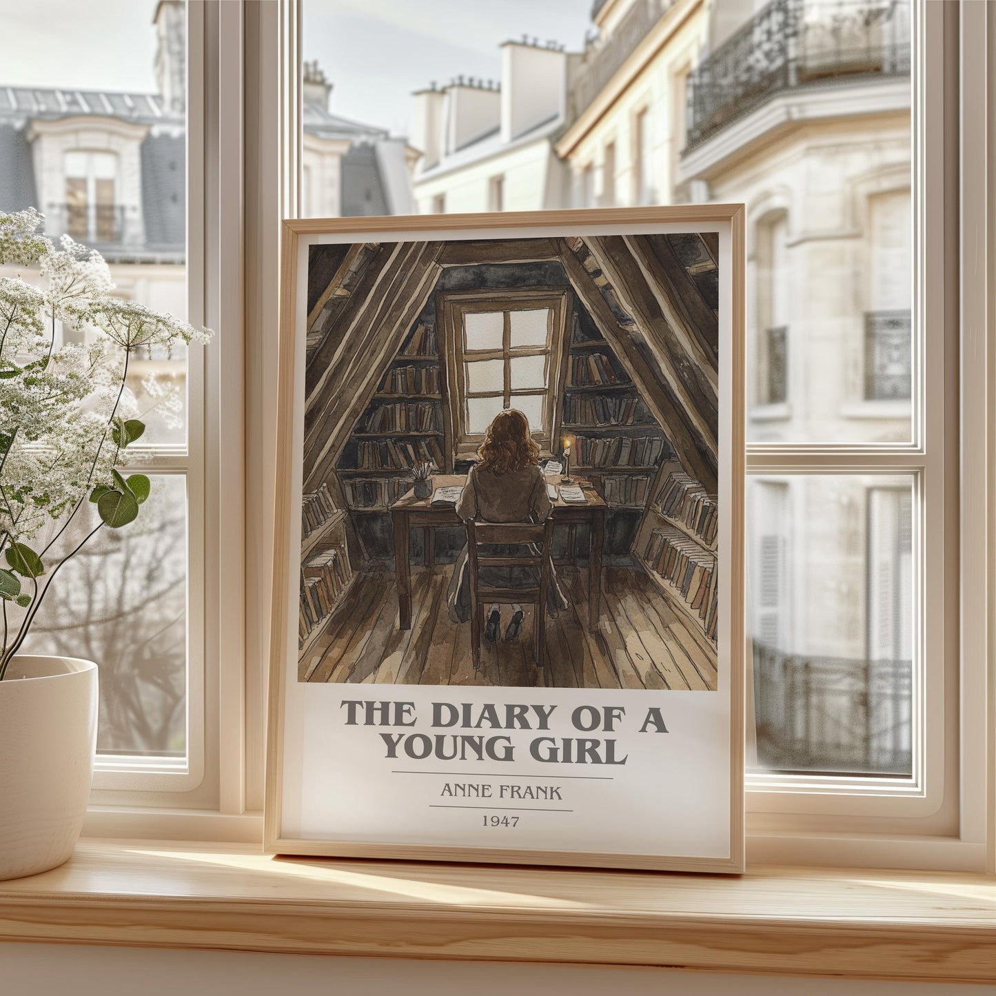 The Diary Of A Young Girl book cover poster colour and style options – Anne Frank book art