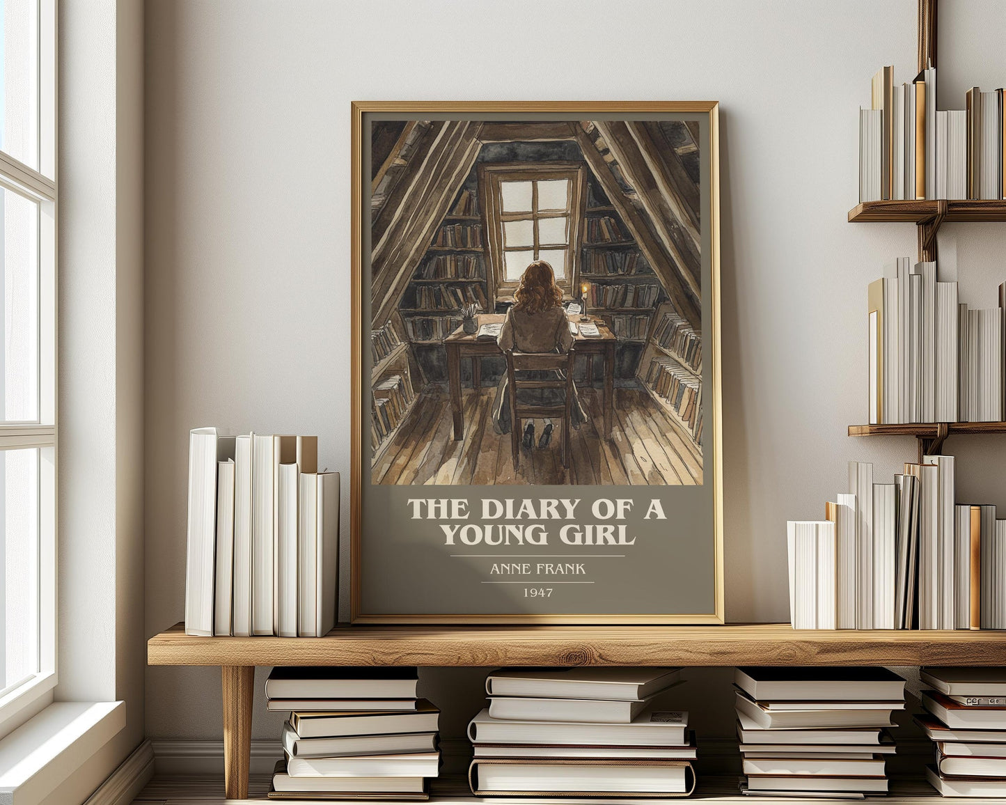 The Diary Of A Young Girl book cover book poster framed on wall – memoir wall art