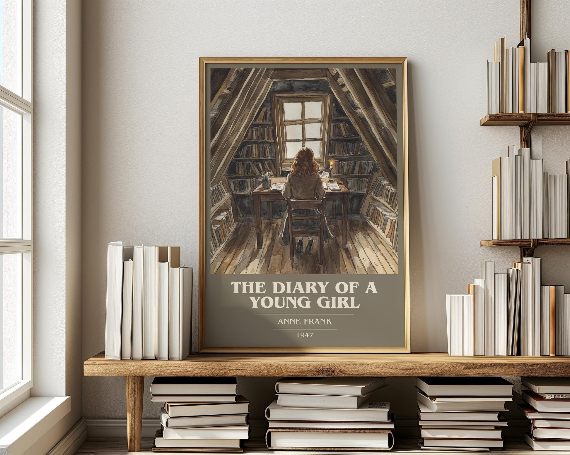 The Diary Of A Young Girl book cover book poster framed on wall – memoir wall art