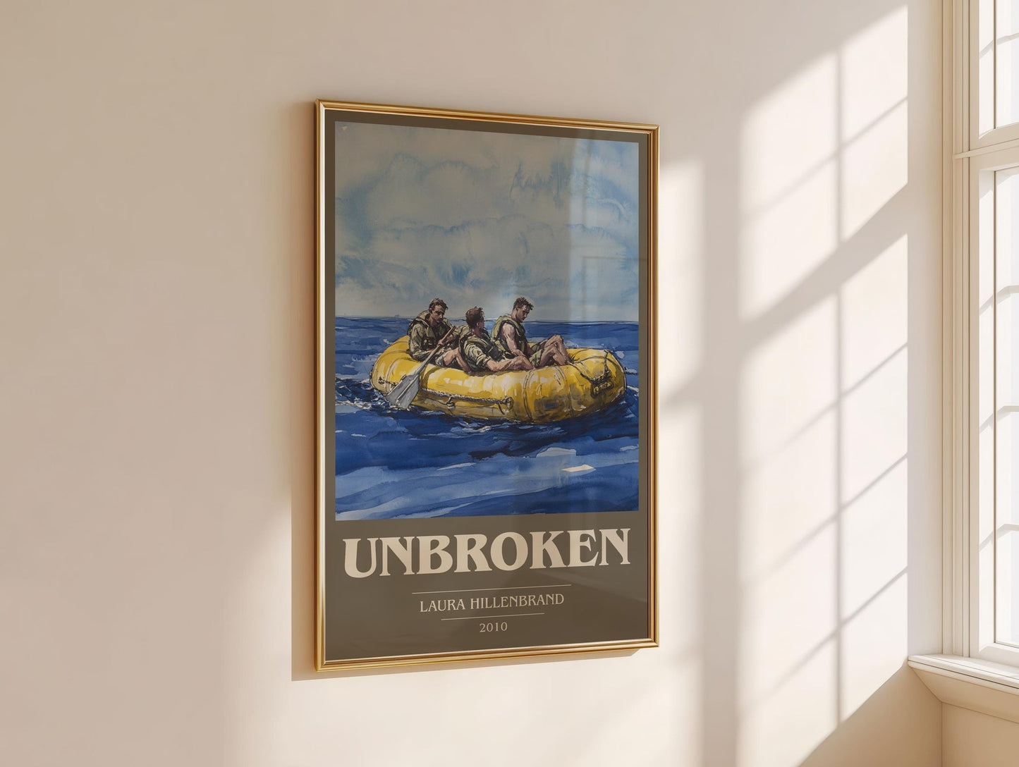 Unbroken book cover print framed by window – literary home decor