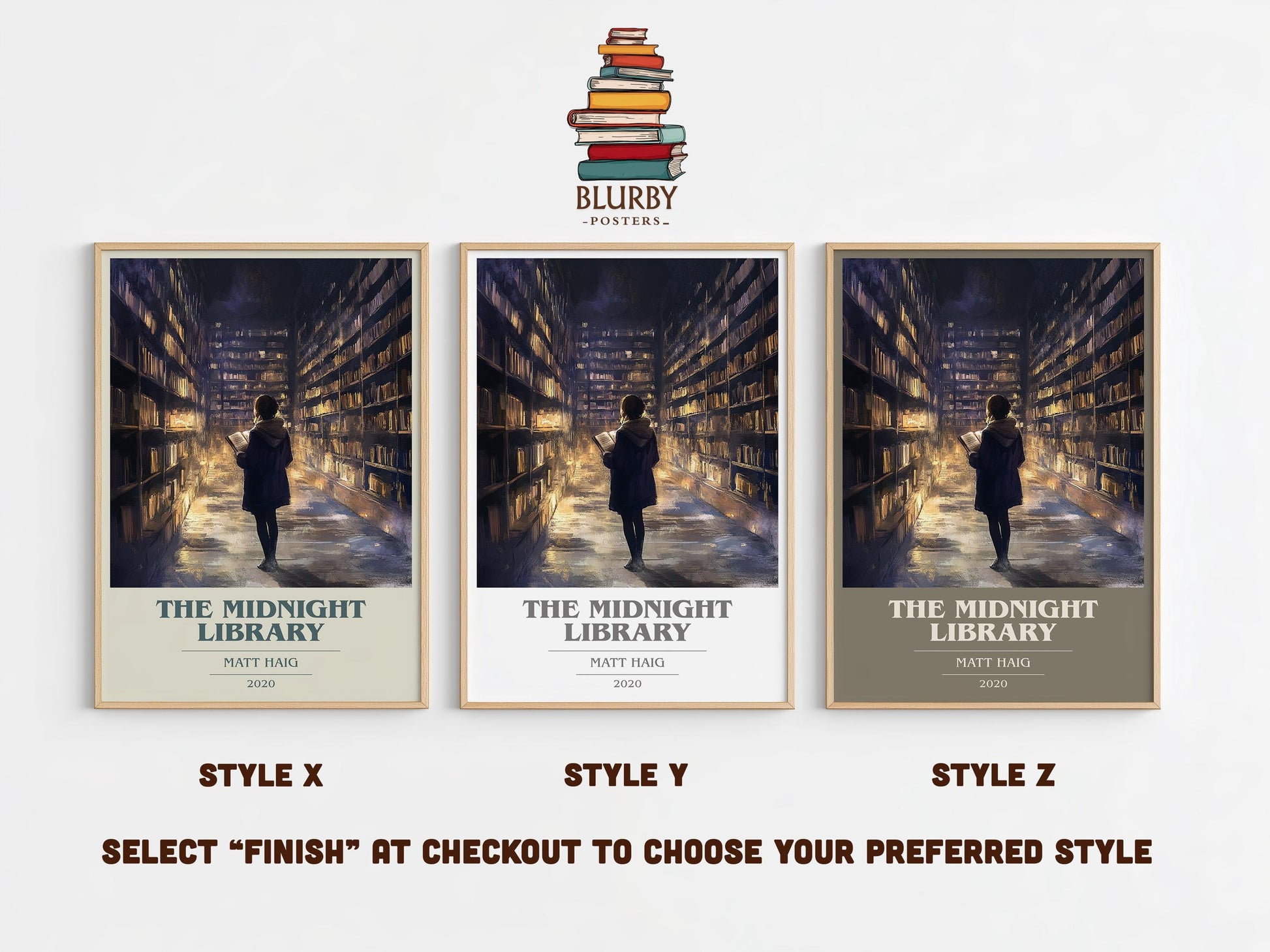 The Midnight Library book cover print framed by window – literary home decor