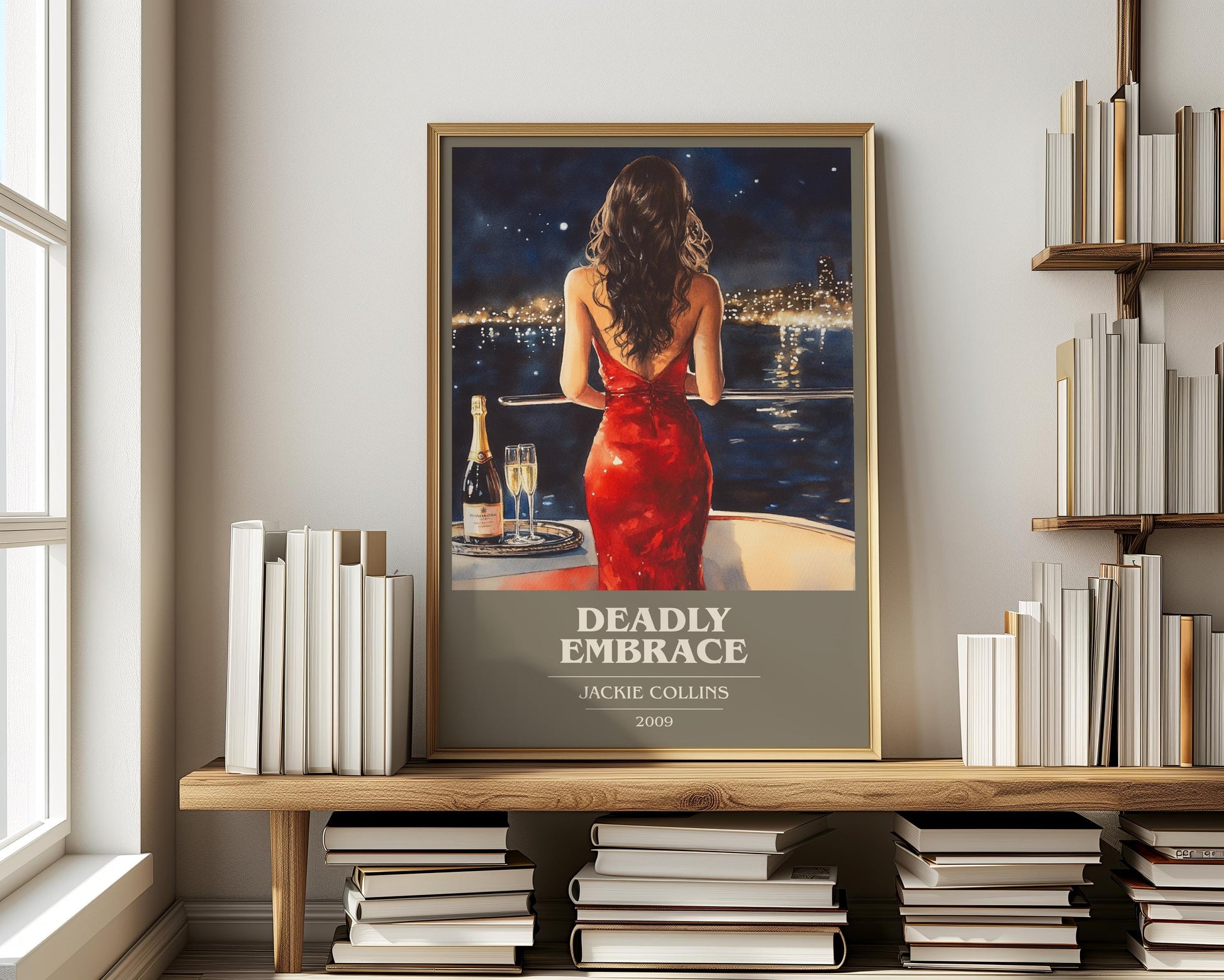 Deadly Embrace by Jackie Collins | Book Poster | Literary Art Gift For Book Lover | Novel Inspired Wall Art | Free Delivery