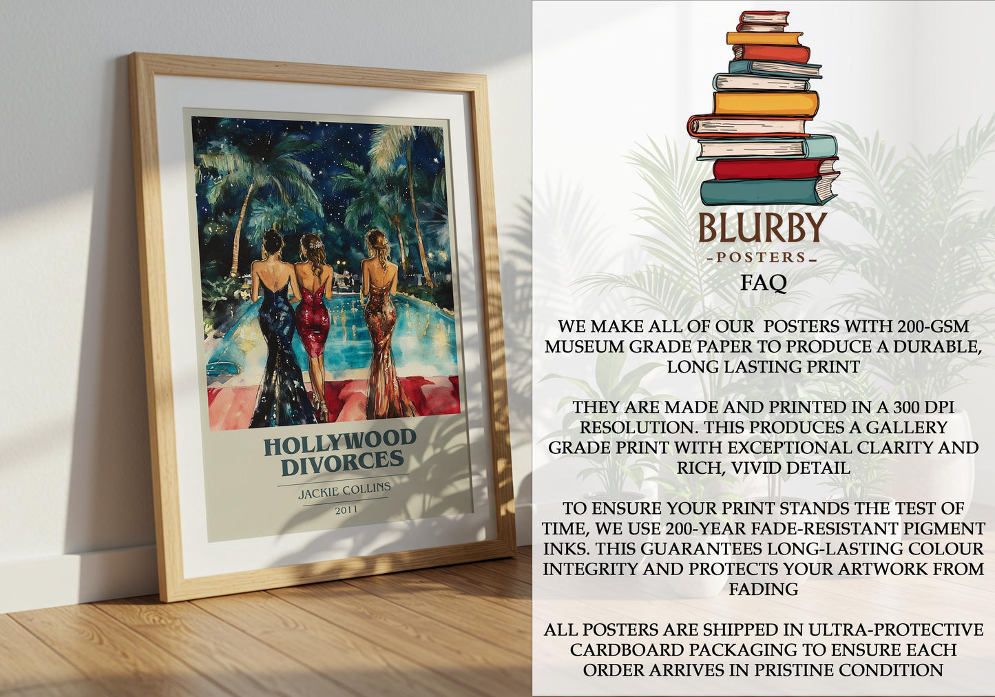 Hollywood Divorces by Jackie Collins | Book Poster | Literary Art Gift For Book Lover | Novel Inspired Wall Art | Free Delivery