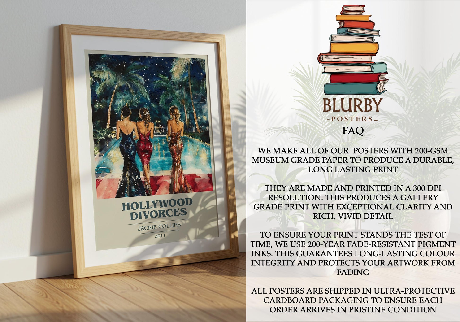 Hollywood Divorces by Jackie Collins | Book Poster | Literary Art Gift For Book Lover | Novel Inspired Wall Art | Free Delivery