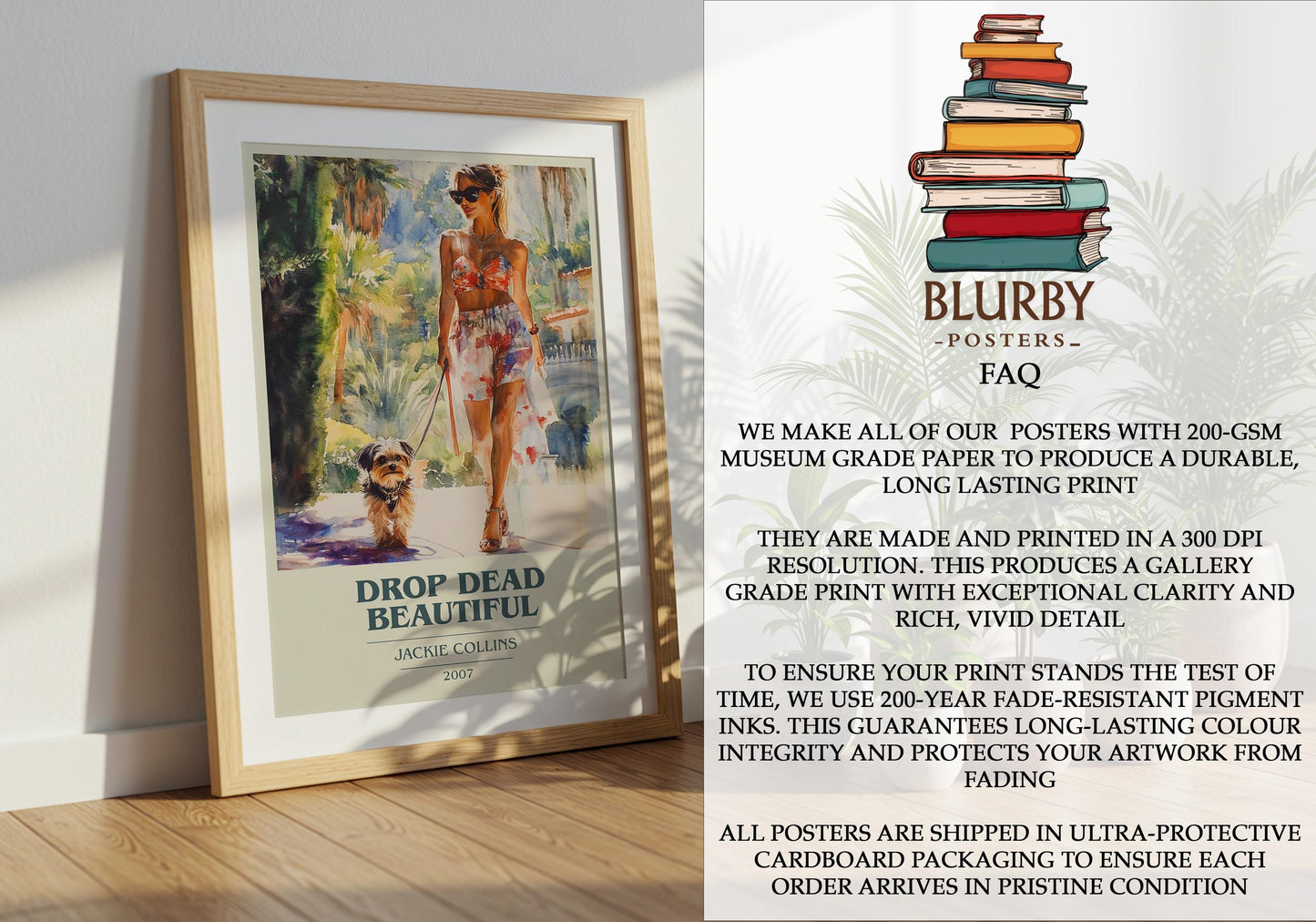 Drop Dead Beautiful by Jackie Collins | Book Poster | Literary Art Gift For Book Lover | Novel Inspired Wall Art | Free Delivery