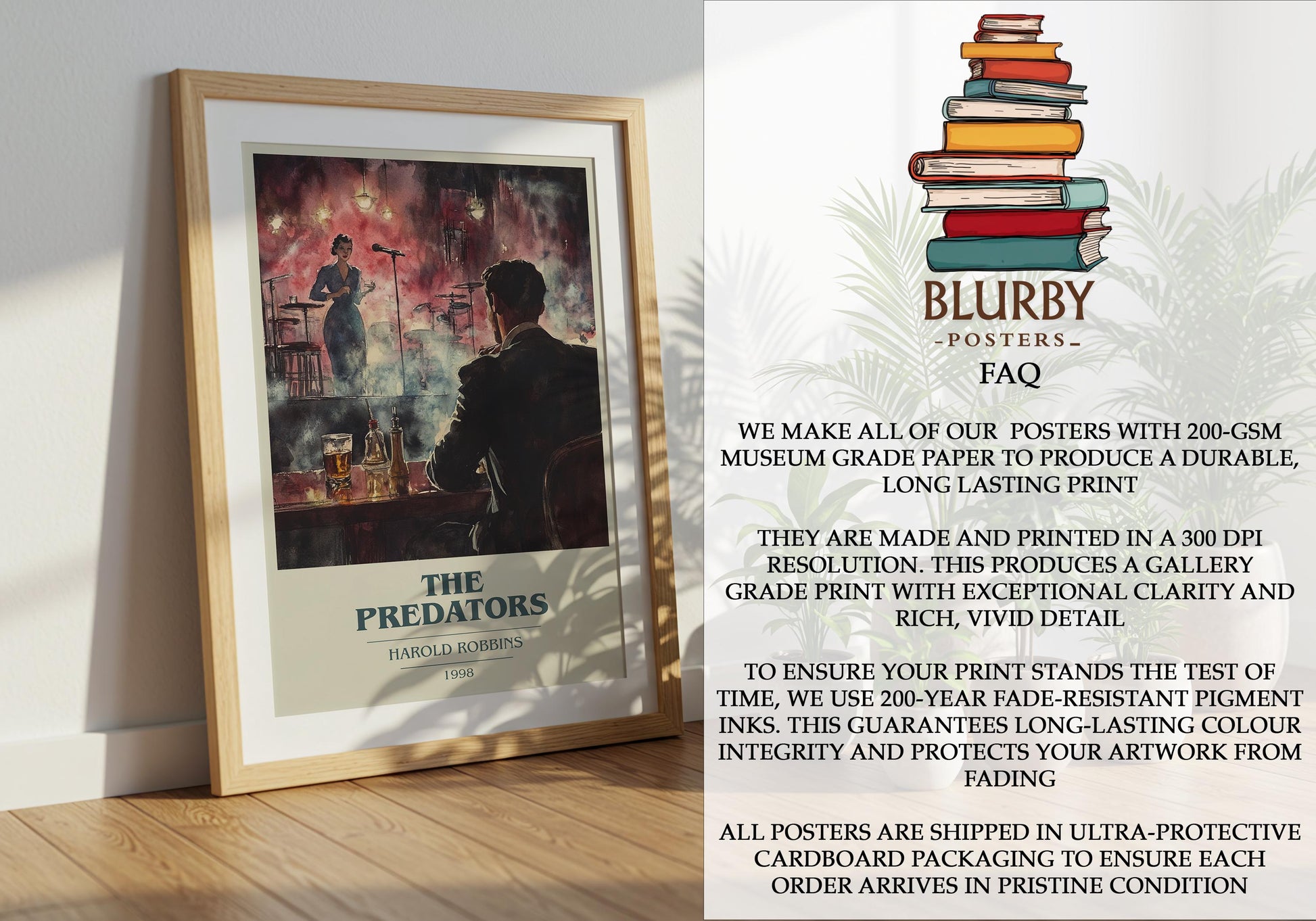 The Predators by Harold Robbins | Book Poster | Literary Art Gift For Book Lover | Novel Inspired Wall Art | Free Delivery