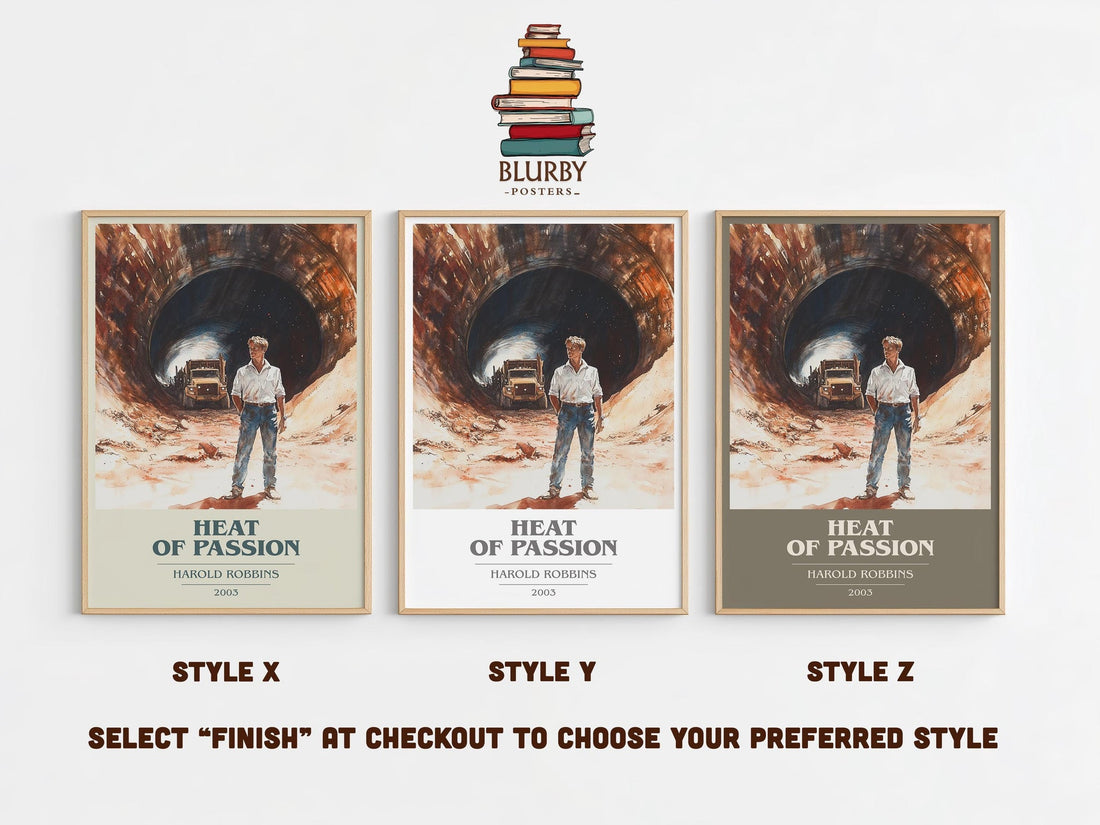 Heat of Passion book cover print in frame leaning in hallway – romance wall art (mockup)