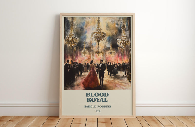 Blood Royal book cover print in frame leaning in hallway – romance wall art
