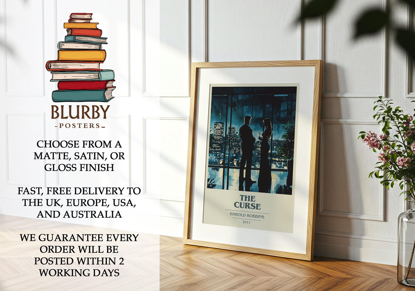The Curse by Harold Robbins | Book Poster | Literary Art Gift For Book Lover | Novel Inspired Wall Art | Free Delivery
