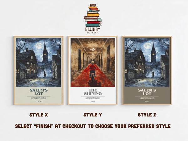 Salem's Lot book cover print in frame leaning in hallway – horror wall art