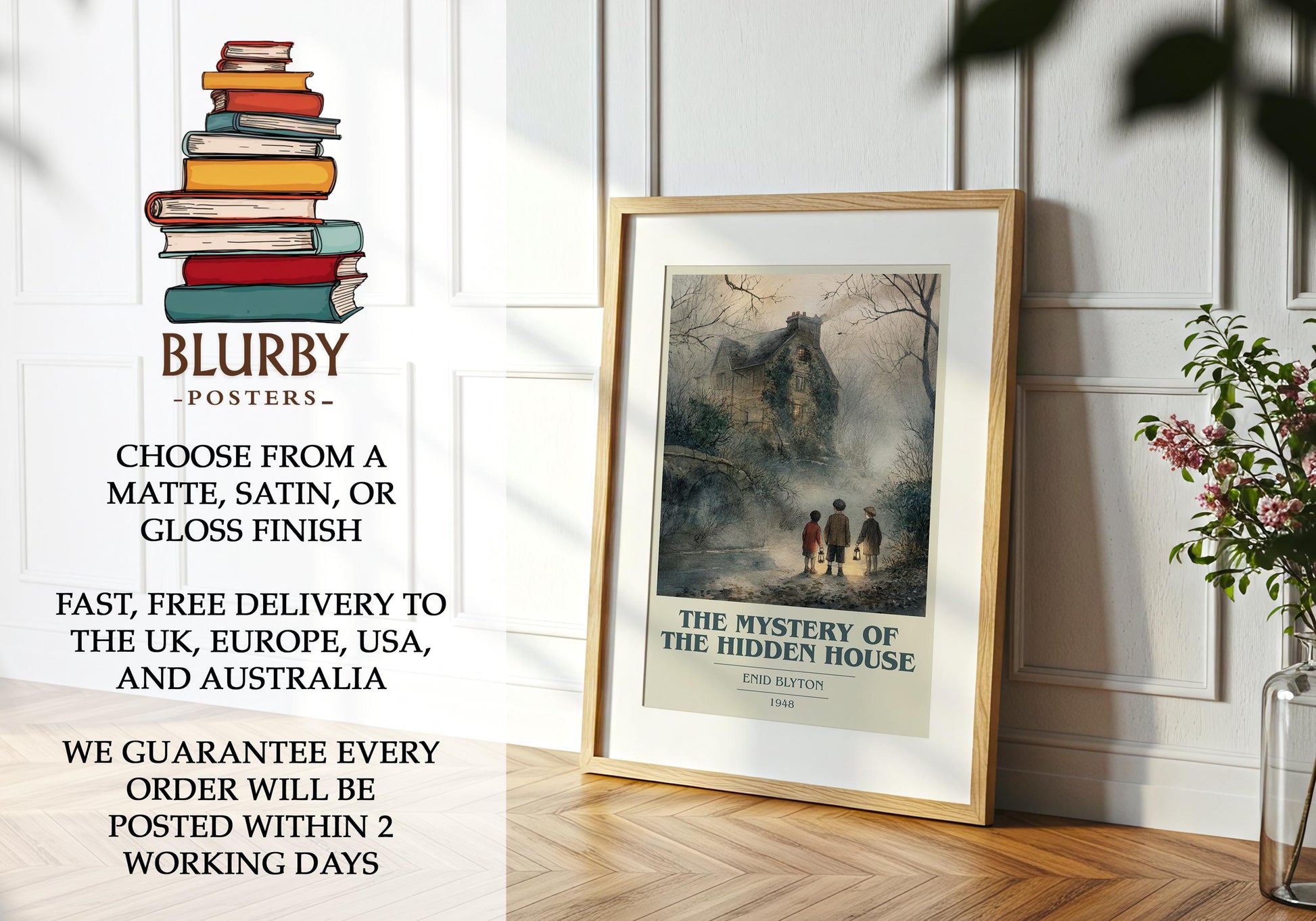 The Mystery of the Hidden House by Enid Blyton | Book Poster | Literary Art Gift For Book Lover | Novel Inspired Wall Art