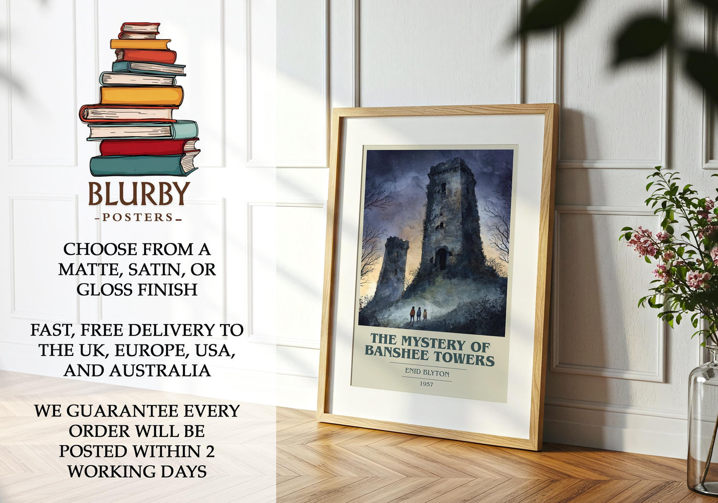 The Mystery of Banshee Towers by Enid Blyton | Book Poster | Literary Art Gift For Book Lover | Novel Inspired Wall Art