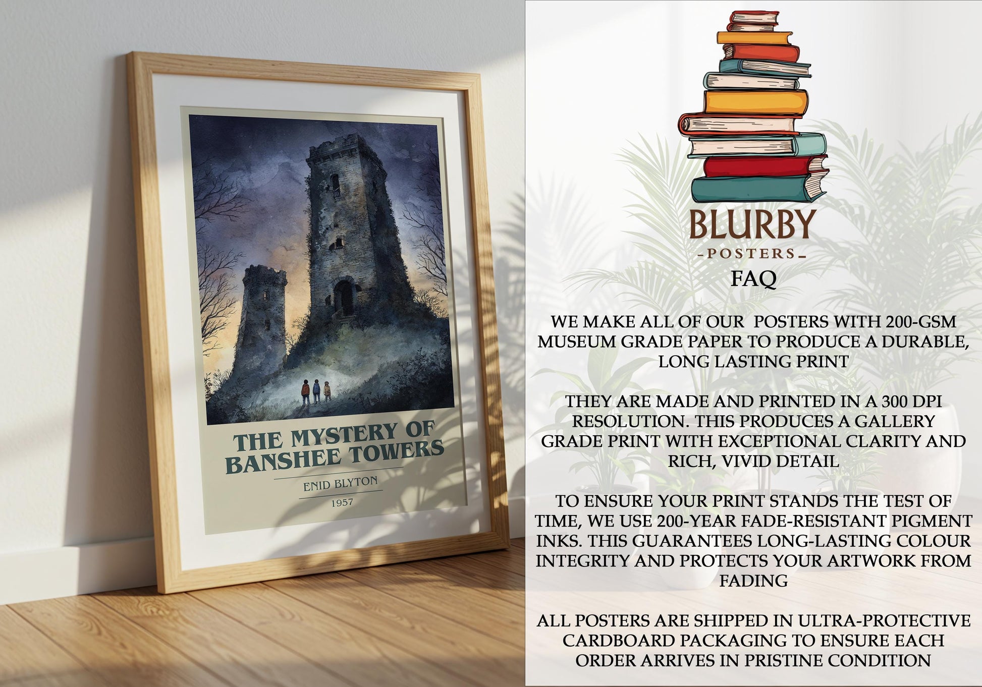 The Mystery of Banshee Towers by Enid Blyton | Book Poster | Literary Art Gift For Book Lover | Novel Inspired Wall Art