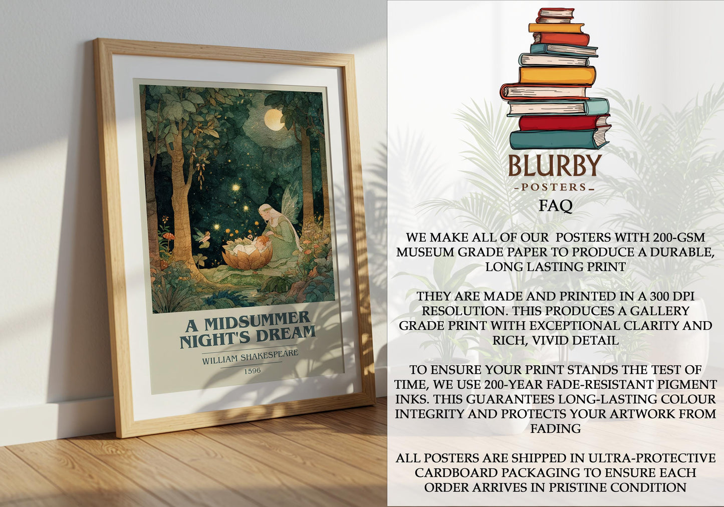 A Midsummer Nights Dream by William Shakespeare | Book Poster | Literary Art Gift For Book Lover | Novel Inspired Wall Art | Free Delivery