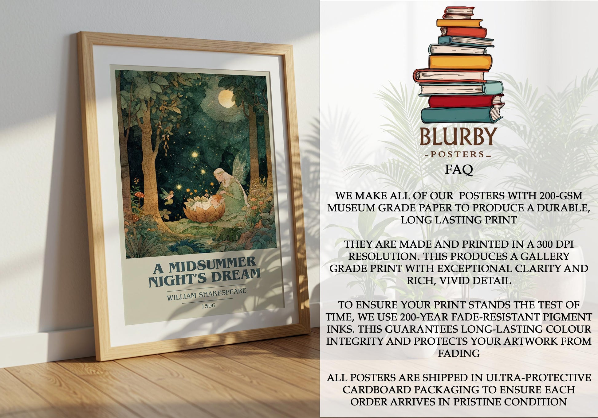 A Midsummer Nights Dream by William Shakespeare | Book Poster | Literary Art Gift For Book Lover | Novel Inspired Wall Art | Free Delivery