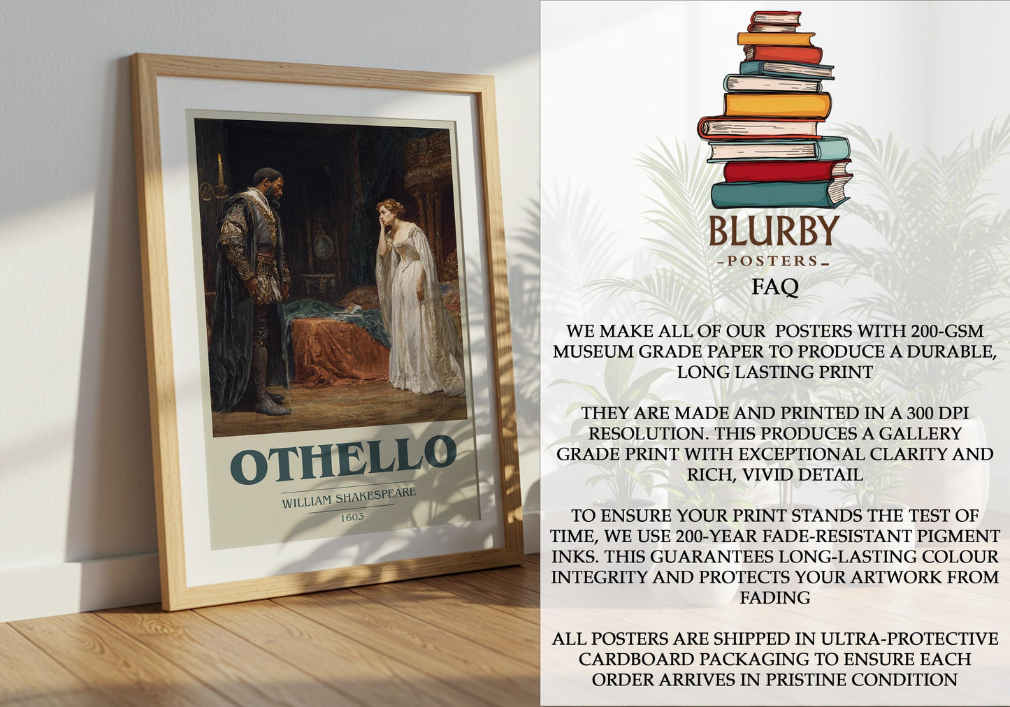 Othello by William Shakespeare | Book Poster | Literary Art Gift For Book Lover | Novel Inspired Wall Art | Free Delivery
