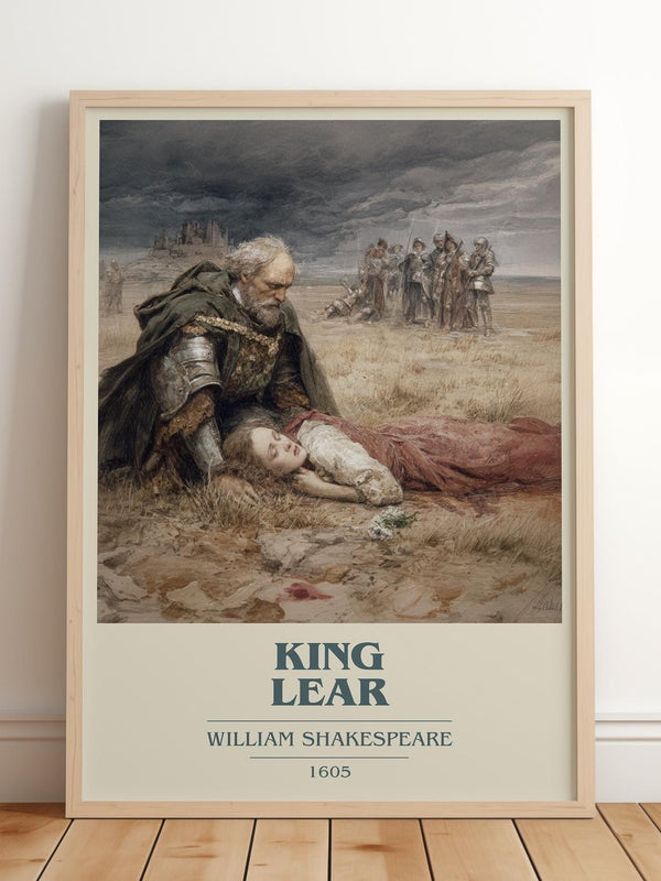 King Lear book cover print in frame leaning in hallway – classic literature wall art
