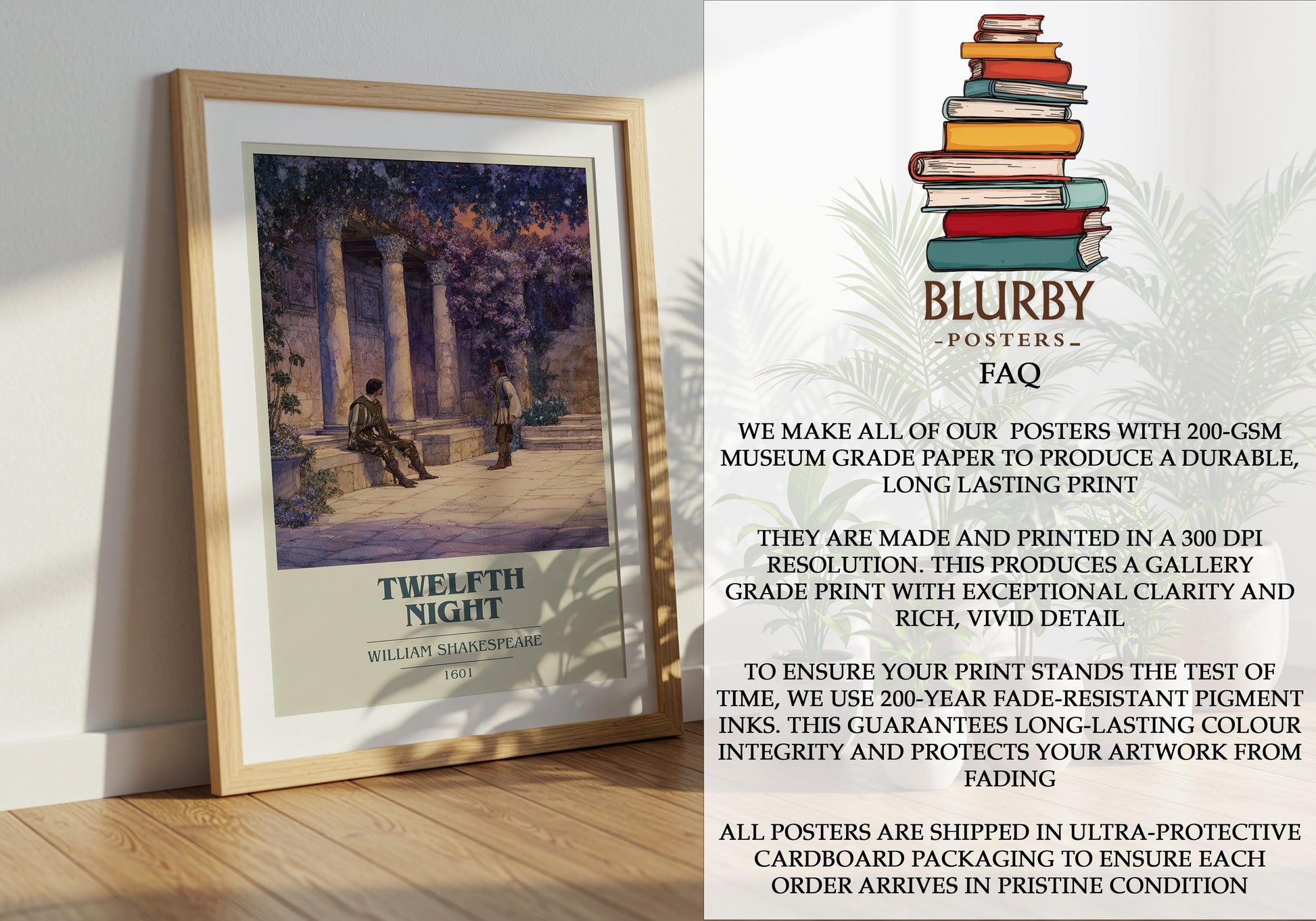 Twelfth Night by William Shakespeare | Book Poster | Literary Art Gift For Book Lover | Novel Inspired Wall Art | Free Delivery