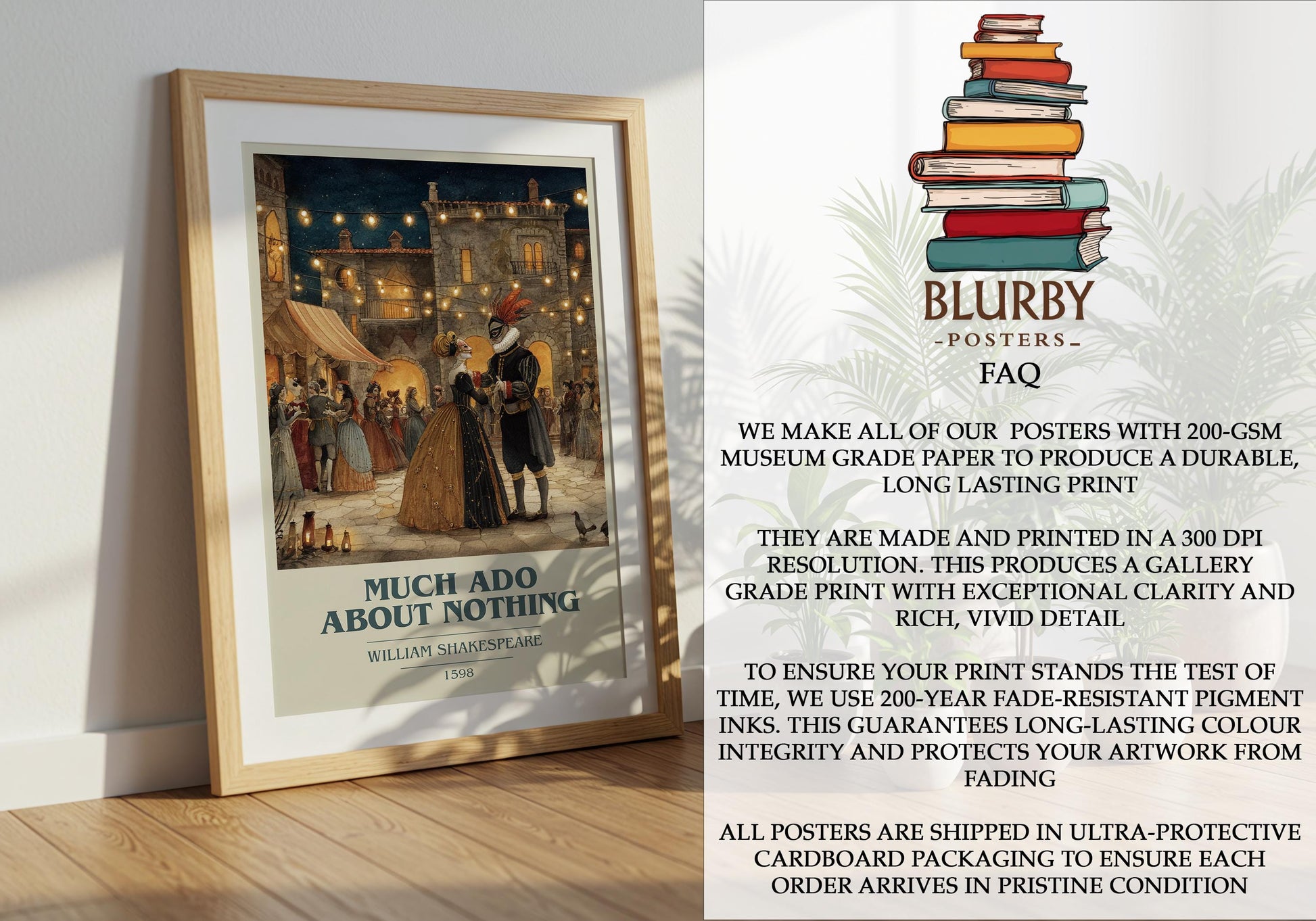 Much Ado About Nothing by William Shakespeare | Book Poster | Literary Art Gift For Book Lover | Novel Inspired Wall Art | Free Delivery