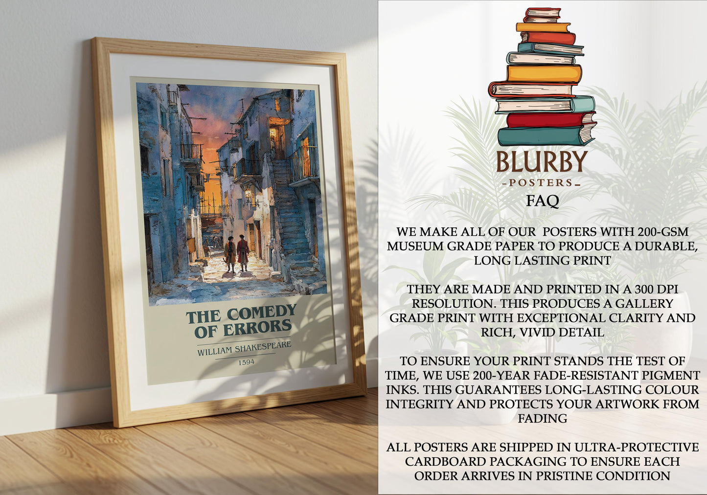 The Comedy Of Errors by William Shakespeare | Book Poster | Literary Art Gift For Book Lover | Novel Inspired Wall Art | Free Delivery