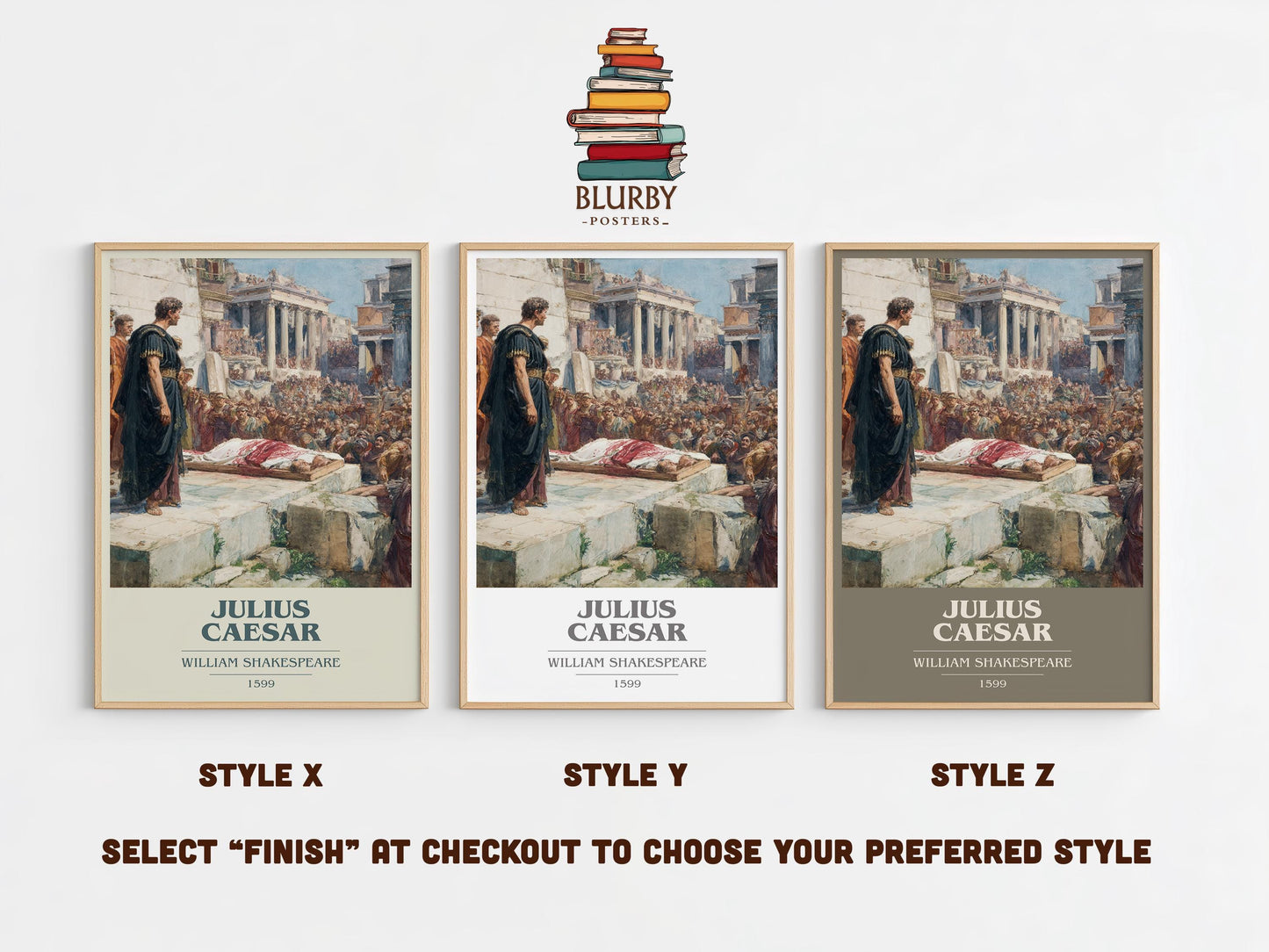 Julius Caeser by William Shakespeare | Book Poster | Literary Art Gift For Book Lover | Novel Inspired Wall Art | Free Delivery