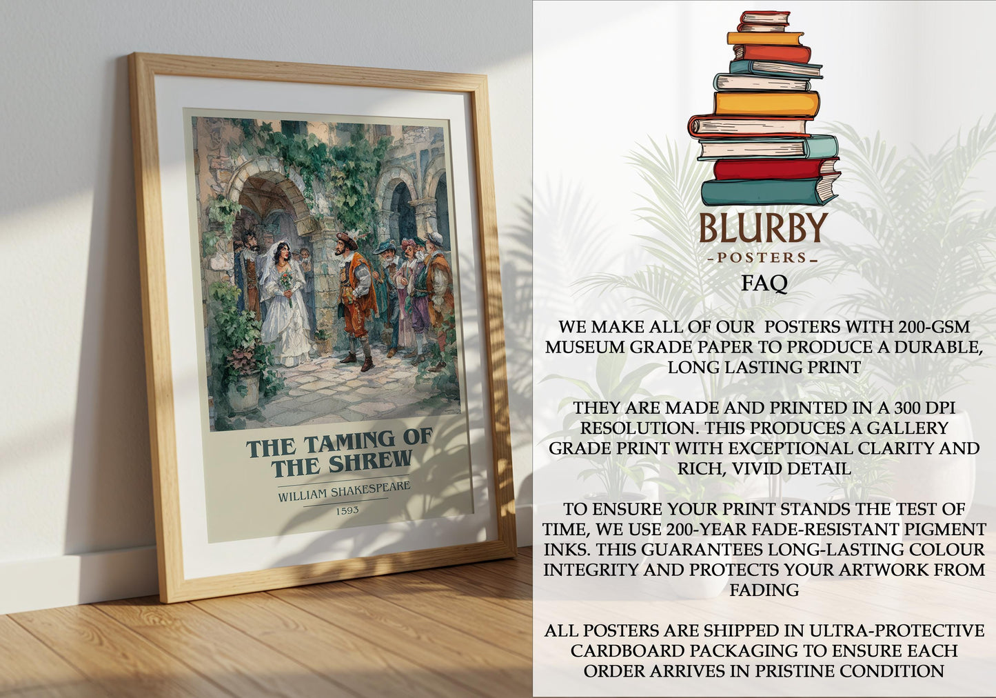 The Taming Of The Shrew by William Shakespeare | Book Poster | Literary Art Gift For Book Lover | Novel Inspired Wall Art | Free Delivery