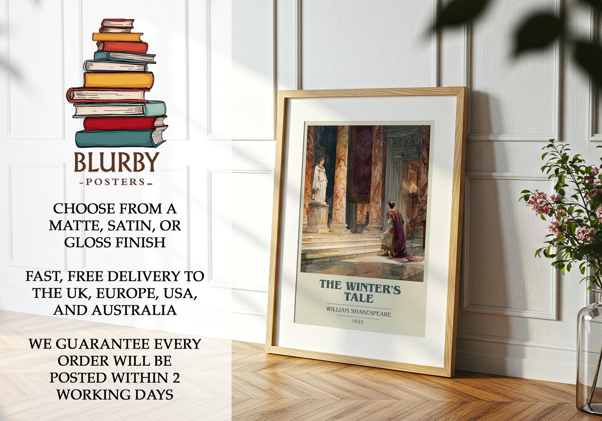 The Winters Tale by William Shakespeare | Book Poster | Literary Art Gift For Book Lover | Novel Inspired Wall Art | Free Delivery