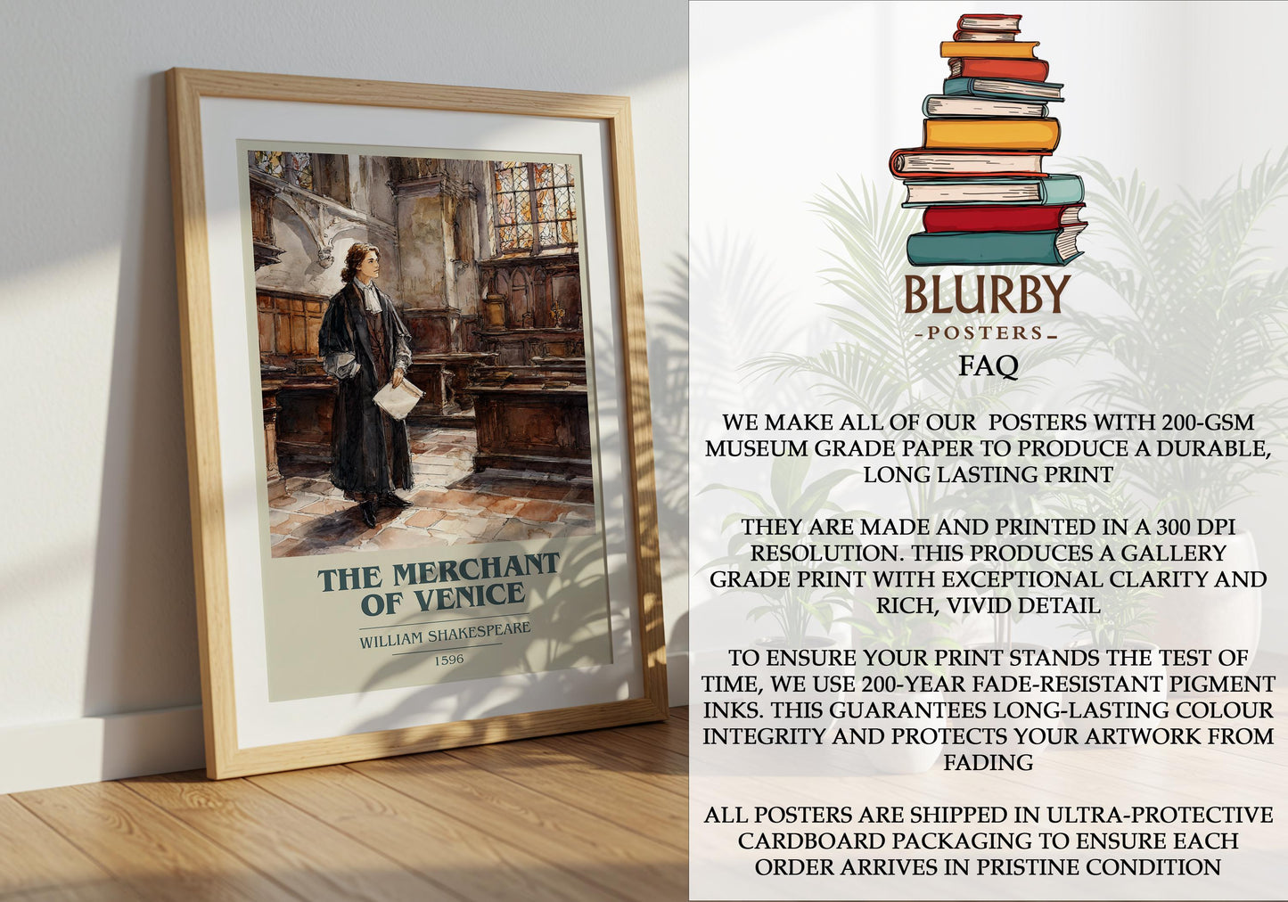 The Merchant Of Venice by William Shakespeare | Book Poster | Literary Art Gift For Book Lover | Novel Inspired Wall Art | Free Delivery