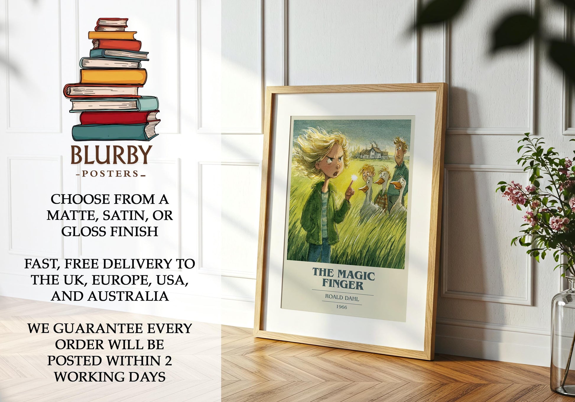 The Magic Finger by Roald Dahl | Book Poster | Literary Art Gift For Book Lover | Novel Inspired Wall Art | Free Delivery