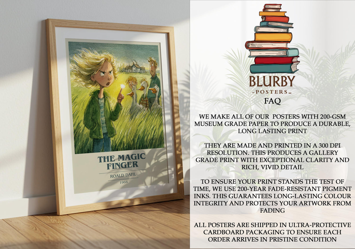 The Magic Finger by Roald Dahl | Book Poster | Literary Art Gift For Book Lover | Novel Inspired Wall Art | Free Delivery