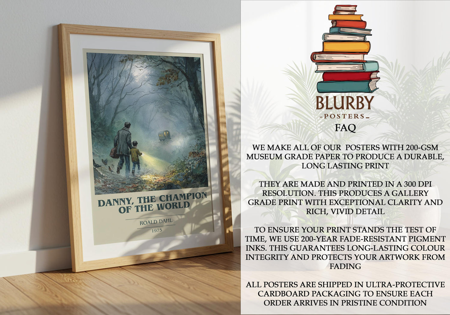 Danny, The Champion of the World by Roald Dahl | Book Poster | Literary Art Gift For Book Lover | Novel Inspired Wall Art