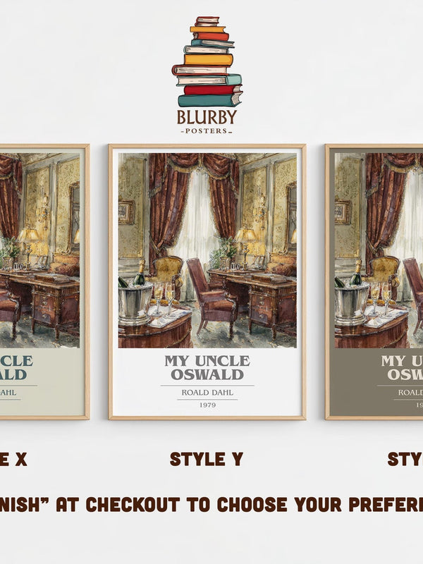 My Uncle Oswald book cover poster colour and style options – Roald Dahl book art