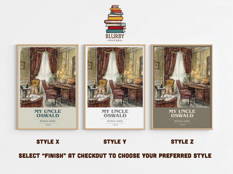 My Uncle Oswald book cover poster colour and style options – Roald Dahl book art