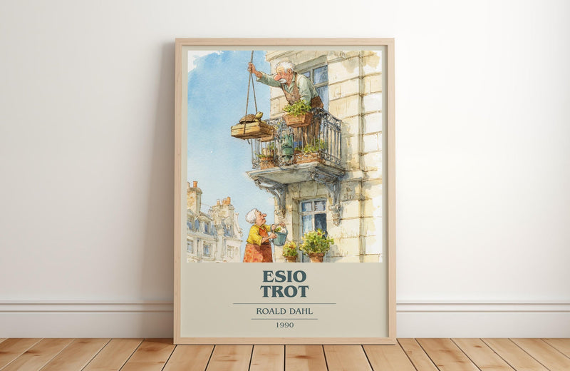 Esio Trot book cover print in frame leaning in hallway – childrens wall art
