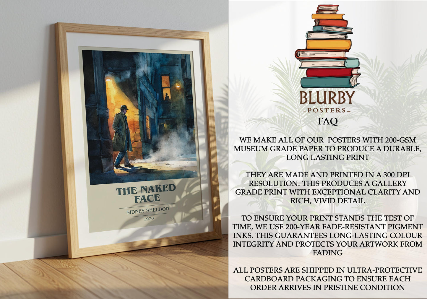 The Naked Face by Sidney Sheldon | Book Poster | Literary Art Gift For Book Lover | Novel Inspired Wall Art | Free Delivery