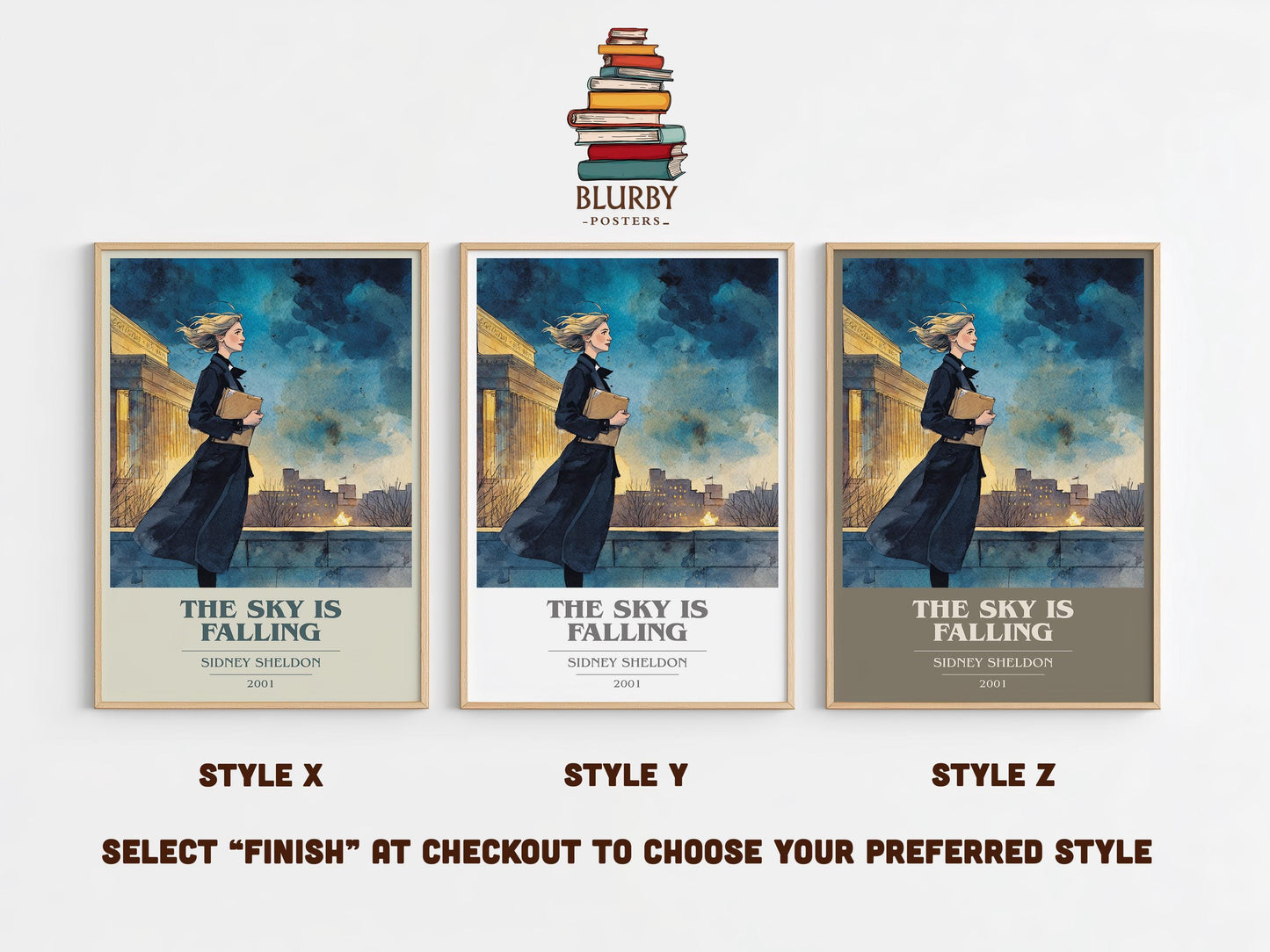 The Sky Is Falling by Sidney Sheldon | Book Poster | Literary Art Gift For Book Lover | Novel Inspired Wall Art | Free Delivery