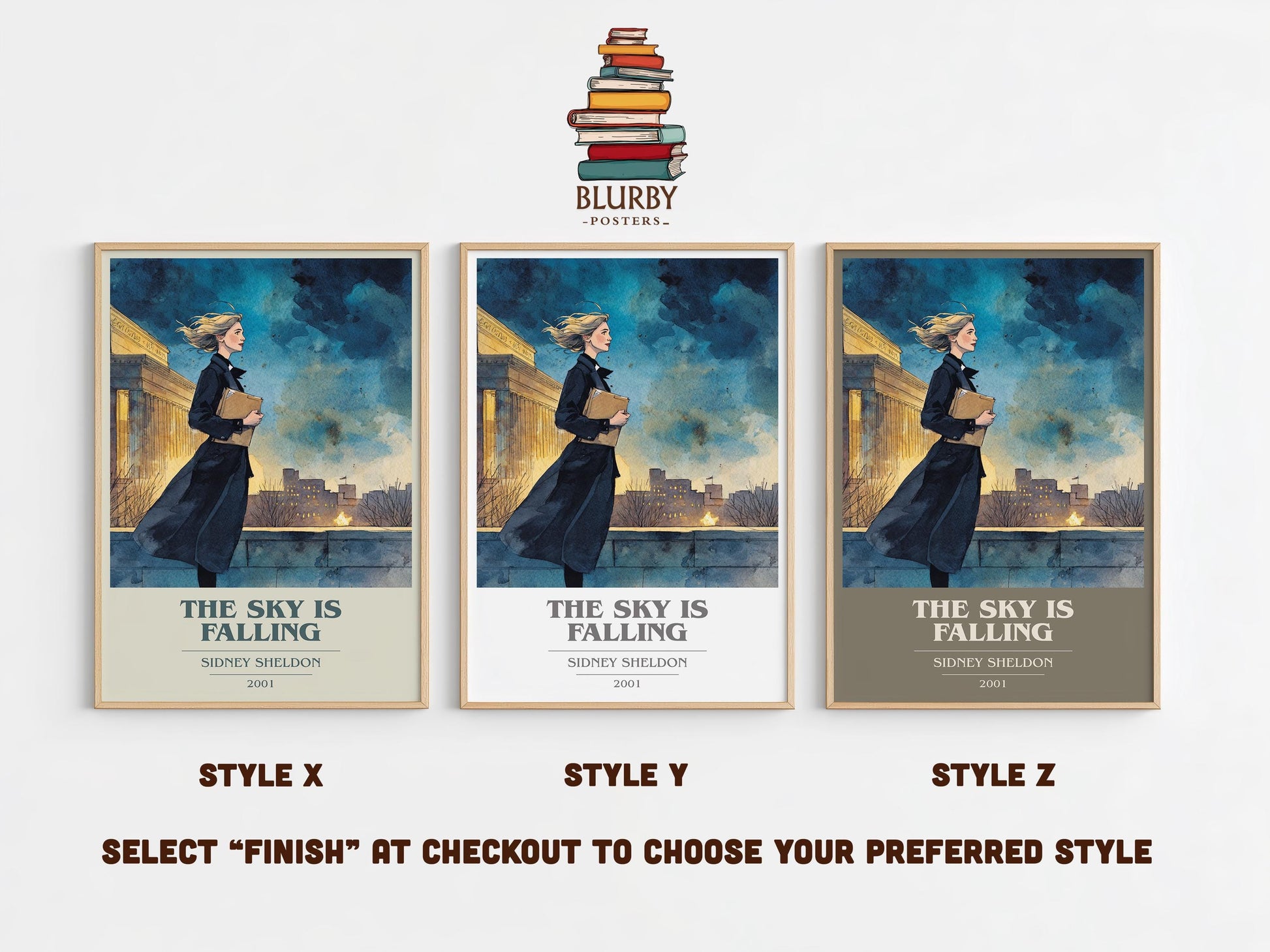 The Sky Is Falling by Sidney Sheldon | Book Poster | Literary Art Gift For Book Lover | Novel Inspired Wall Art | Free Delivery