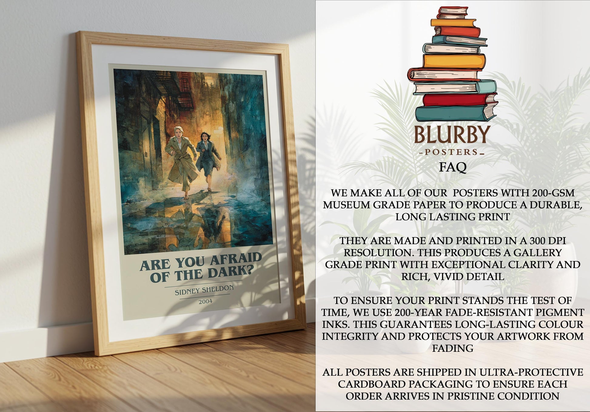 Are You Afraid Of The Dark? by Sidney Sheldon | Book Poster | Literary Art Gift For Book Lover | Novel Inspired Wall Art | Free Delivery