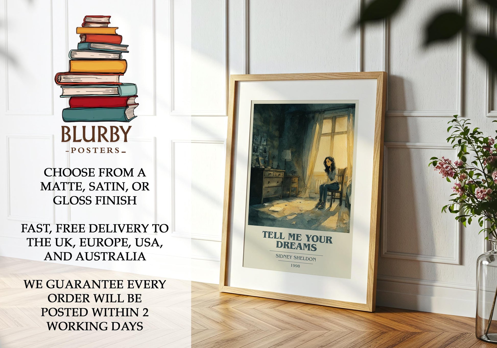Tell Me Your Dreams by Sidney Sheldon | Book Poster | Literary Art Gift For Book Lover | Novel Inspired Wall Art | Free Delivery