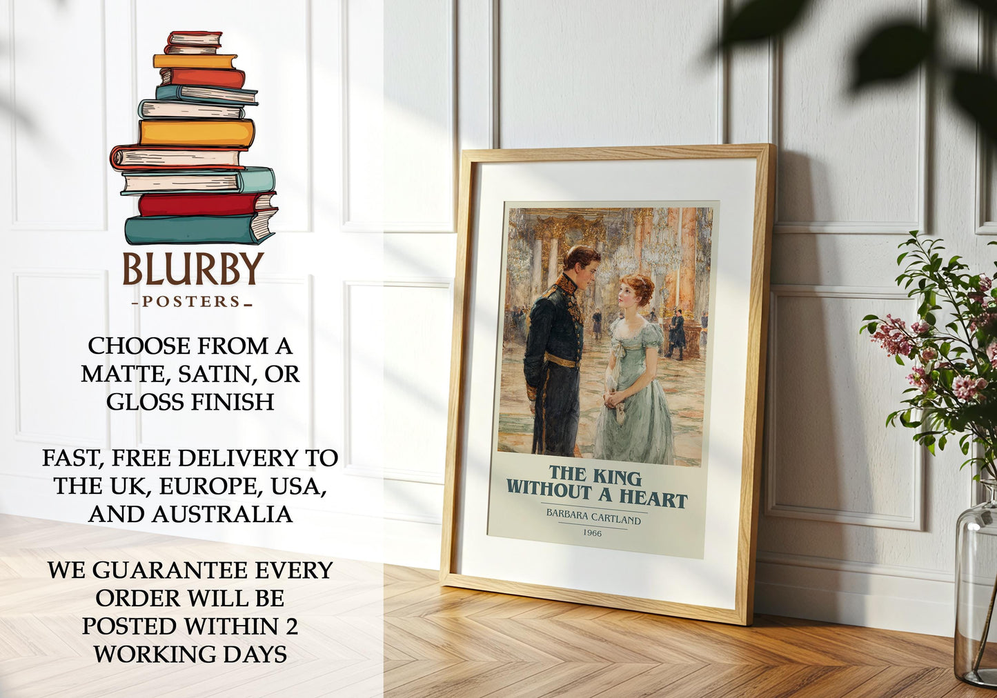 The King Without A Heart by Barbara Cartland | Book Poster | Literary Art Gift For Book Lover | Novel Inspired Wall Art | Free Delivery