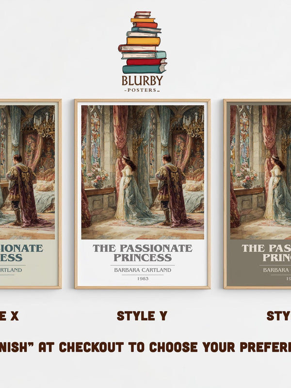 The Passionate Princess book cover print in frame leaning in hallway – romance wall art
