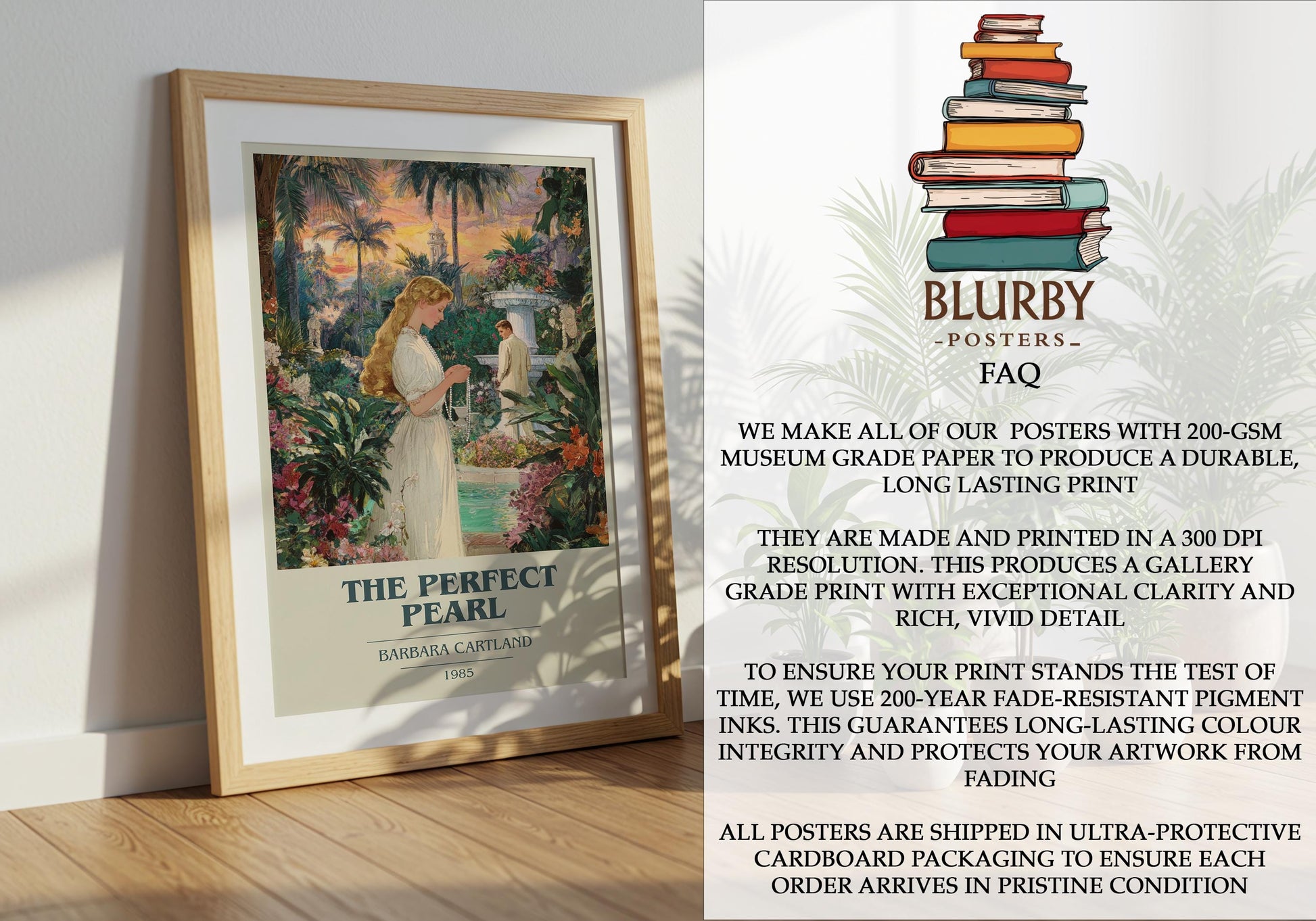 The Perfect Pearl by Barbara Cartland | Book Poster | Literary Art Gift For Book Lover | Novel Inspired Wall Art | Free Delivery