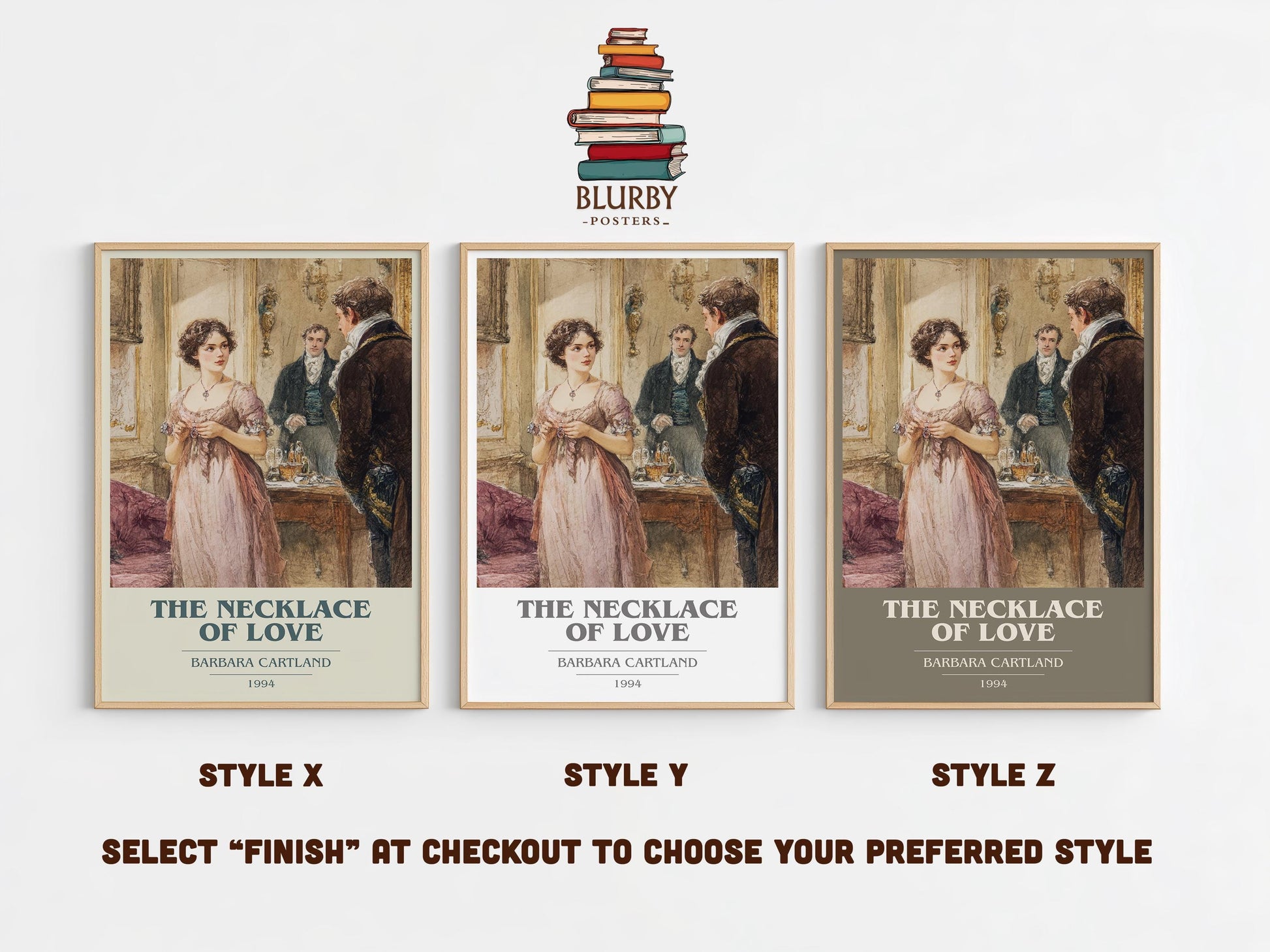 The Necklace Of Love by Barbara Cartland | Book Poster | Literary Art Gift For Book Lover | Novel Inspired Wall Art | Free Delivery