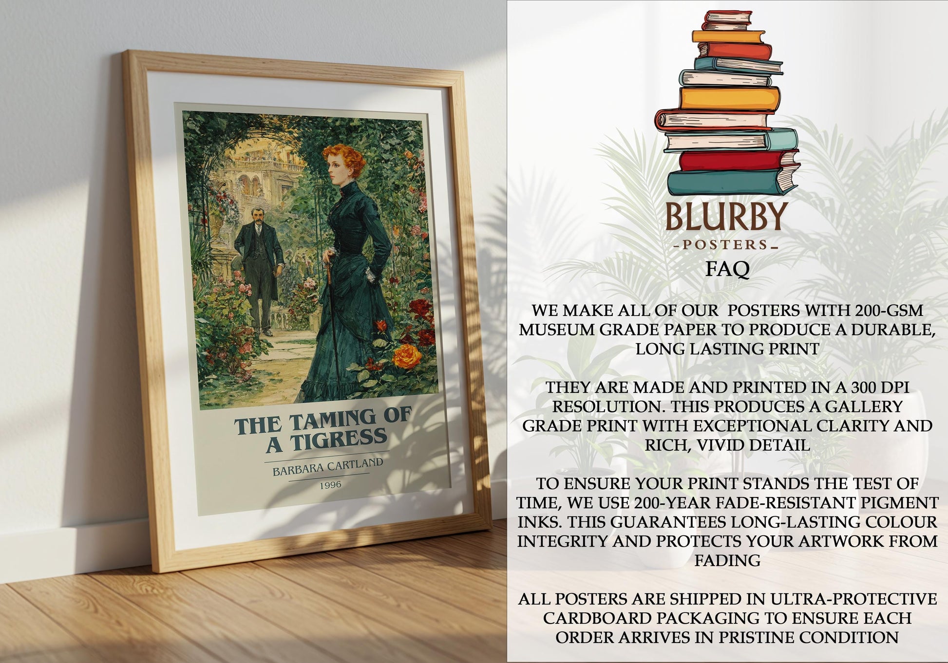 The Taming of a Tigress by Barbara Cartland | Book Poster | Literary Art Gift For Book Lover | Novel Inspired Wall Art | Free Delivery