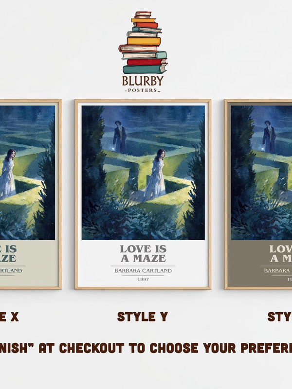 Love Is a Maze book cover poster colour and style options – Barbara Cartland. book art