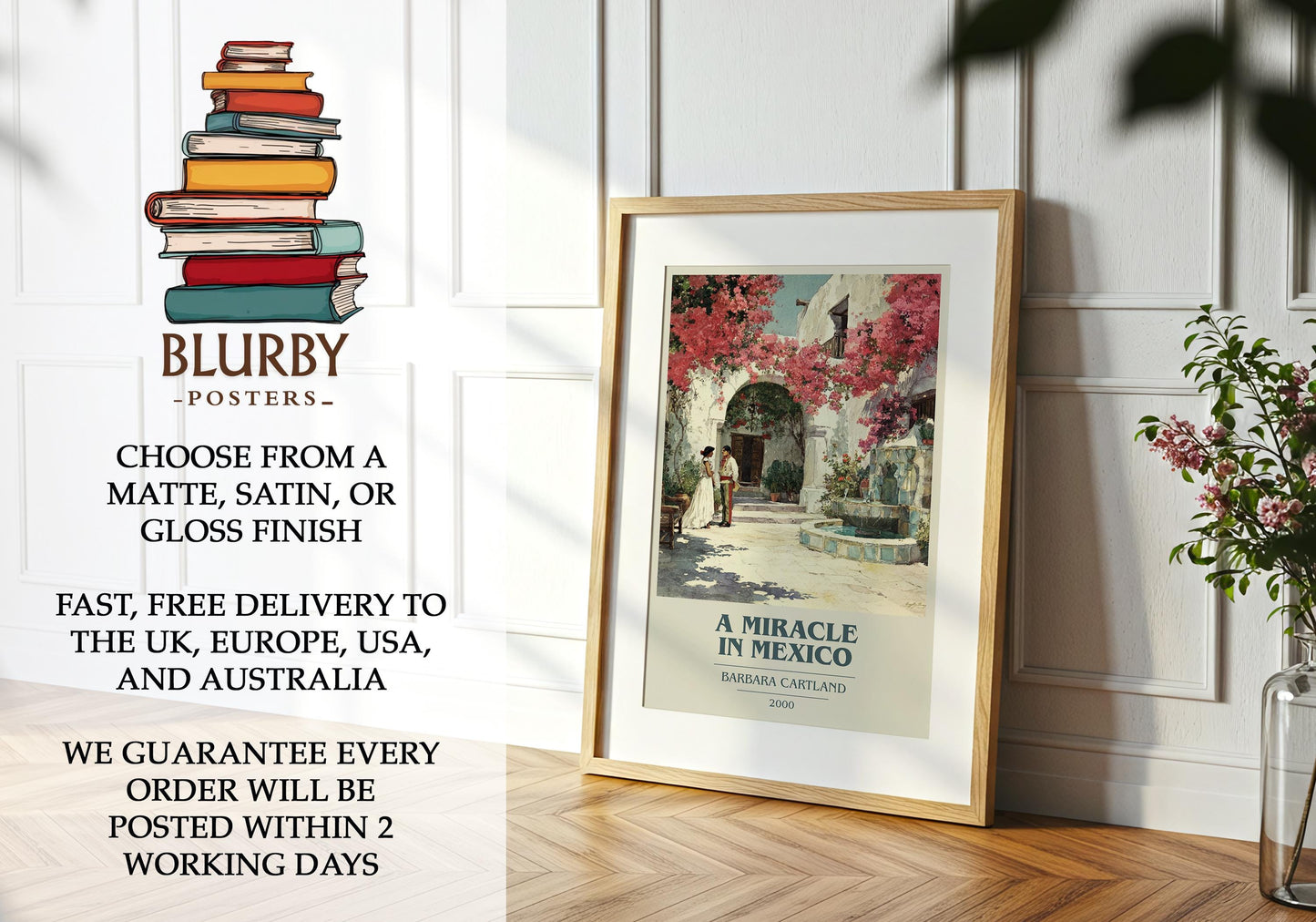 A Miracle In Mexico by Barbara Cartland | Book Poster | Literary Art Gift For Book Lover | Novel Inspired Wall Art | Free Delivery