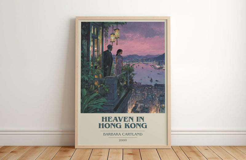 Heaven in Hong Kong book cover print in frame leaning in hallway – romance wall art
