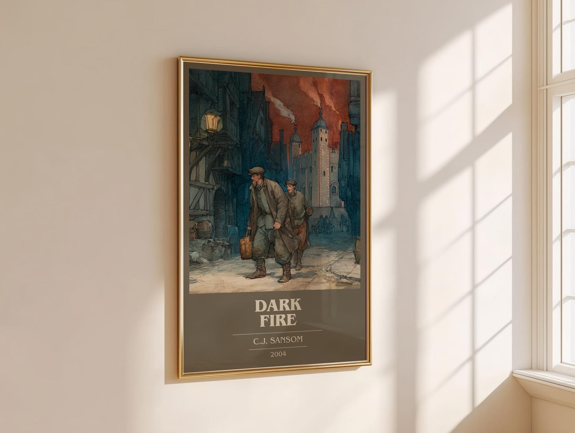 Dark Fire book cover book poster framed on wall – historical fiction wall art